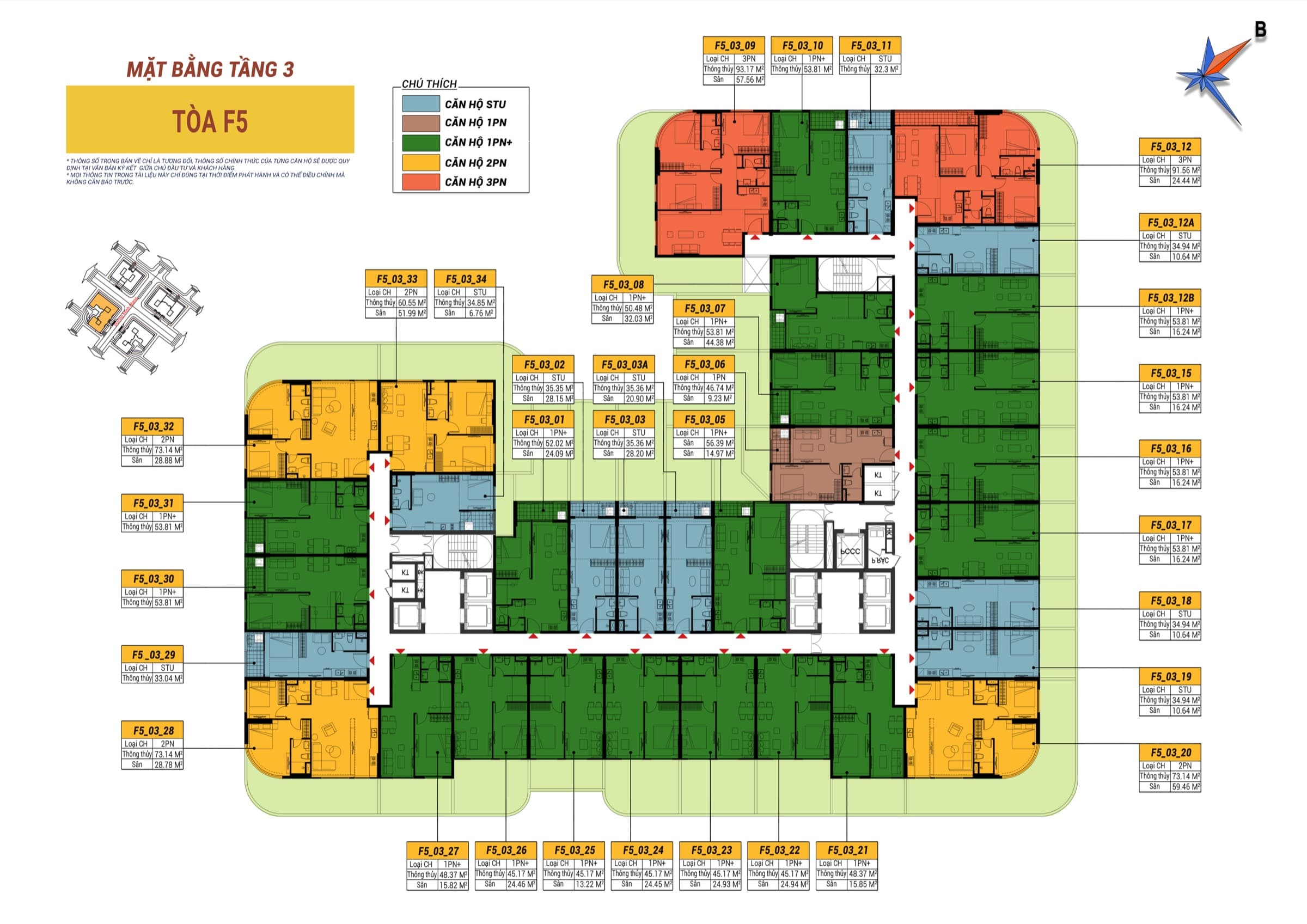 Mặt bằng Tháp F5 Tầng 3–7