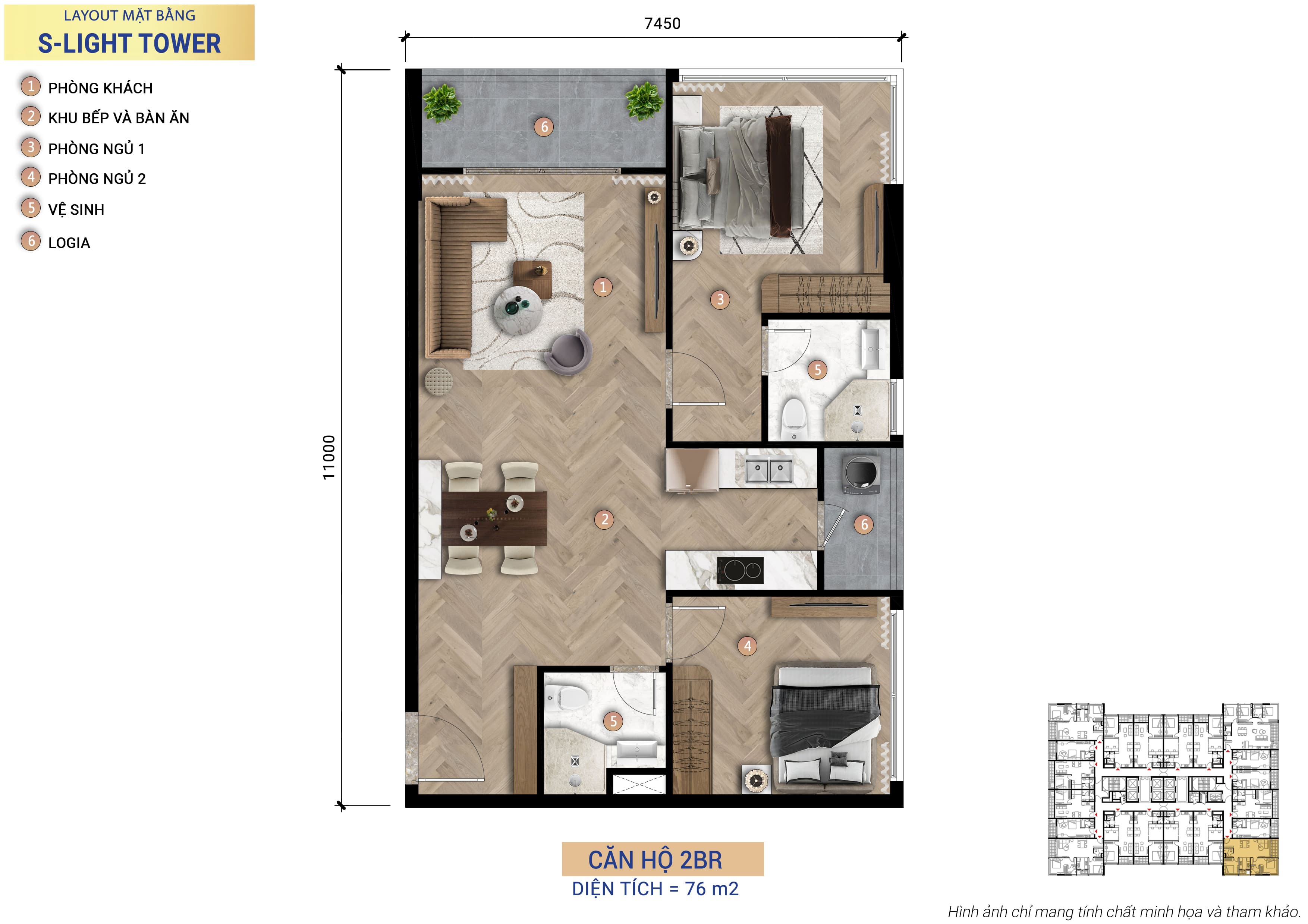 2 Phòng Ngủ
76 m²
